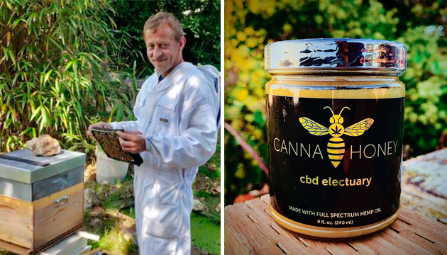 Мед из конопли Пчеловод и банка меда