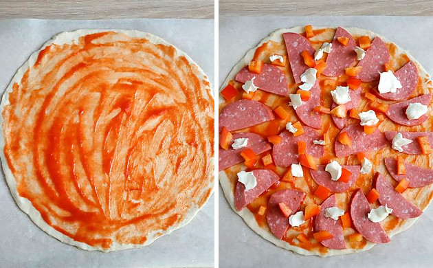 Добавление начинки Начинка для пиццы