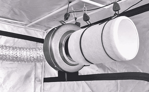 Установка воздушного фильтра Очищение воздуха в гроубоксе с помощью фильтра