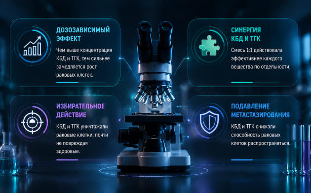 Исследование показало потенциал КБД и ТГК против опухолевых процессов Исследование действия КБД и ТГК на клетки рака яичников